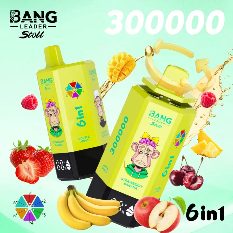 bang-leader-300k-eub-vape-strawberry-banana-and-double-and-raspberry-watermelon-and-sour-mango-pineapple-and-tropical-fruit-and-lemon-peach