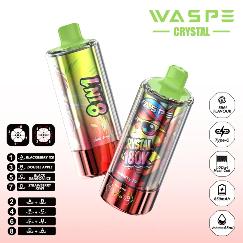 waspe-crystal-180k-8-in-1-flavors-eub-blackberry-ice-and-double-apple-and-black-dragon-ice-and-strawberry-kiwi