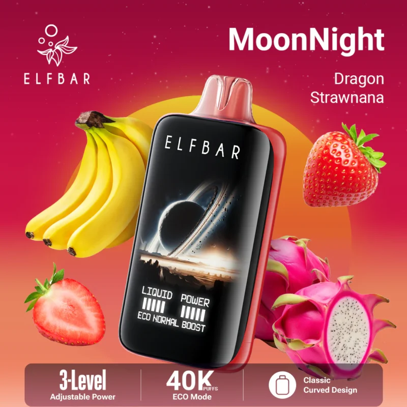 euvapetop-elfbar-moonnight-40000-drago-strawnana Euvapetop Elfbar Drago Moonnight Disposable Vape device