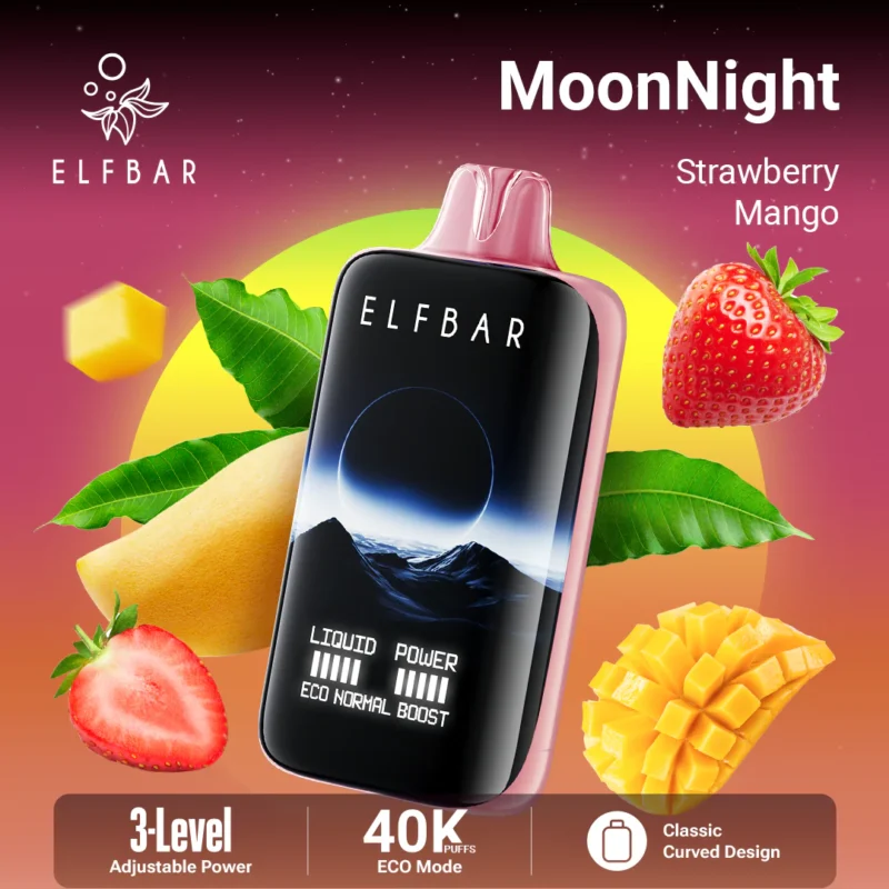 Euvapetop Elfbar Strawberry Moonnight Disposable Vape device detail