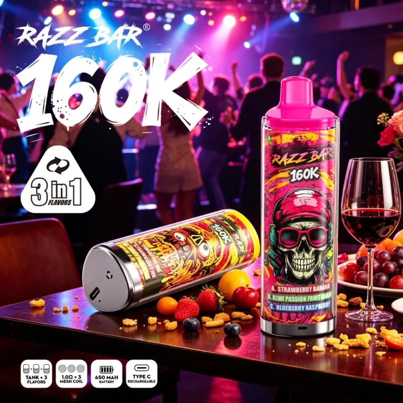 Euvapetop Razz Puffs Bar Disposable Vape device view