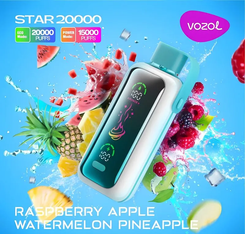 vozol-star-20000-raspberry-apple-watermelon-pineapple-r8t8018-1-800x767 (1) Vozol Star Apple Raspberry Disposable Vape device