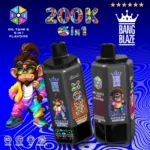 Bang Blaze 200K 6 in 1 Disposable Vape Blueberry Ice flavor with LCD screen, Type-C charging and rechargeable design