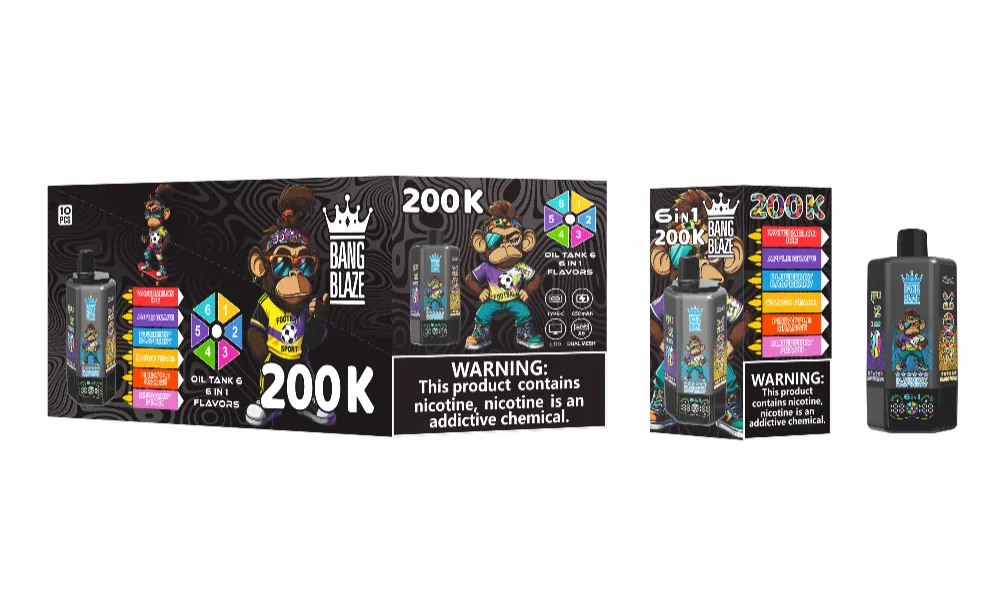 Bang Blaze 200K 6 in 1 disposable vape LCD display