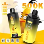 Bang King 500K 8-in-1 vape with Triple Melon, Blueberry Ice, Cherry Bomb and Pineapple Coconut flavors