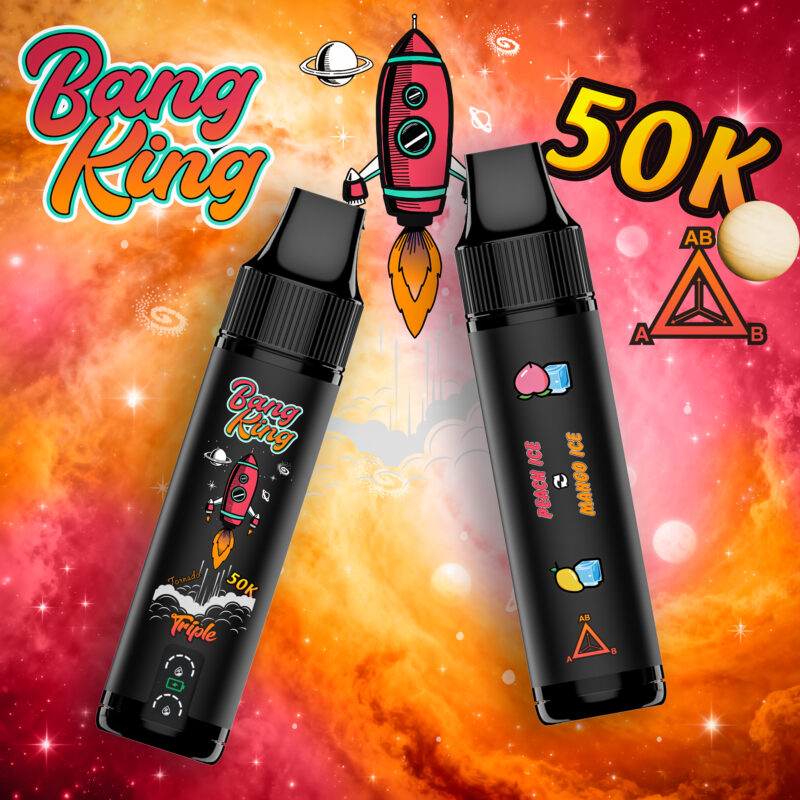 Bang King Triple 50000 vape euvapetop with blue LED light.
