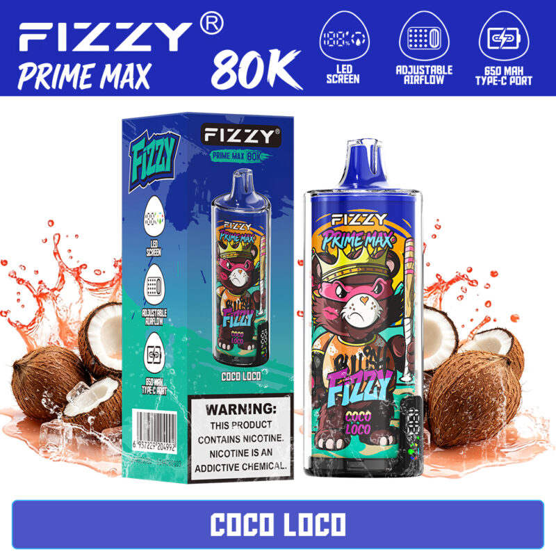 Fizzy Prime Max 80K Coco Loco vape and packaging