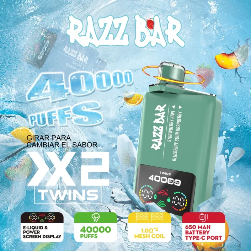 Razz Bar 40K Crystal vape with 40000 puffs and smart display
