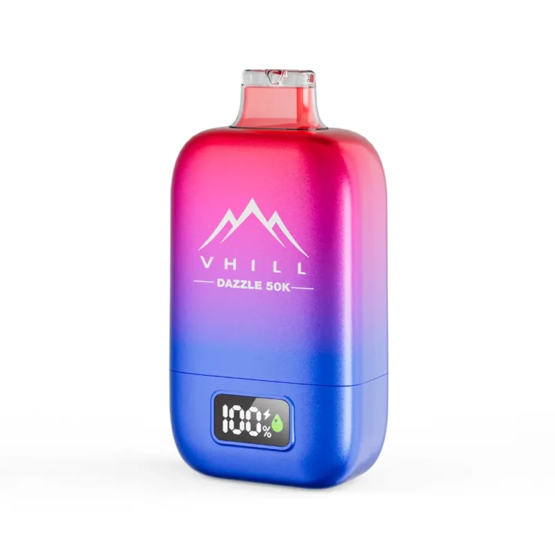 VHILL Dazzle 50K green rechargeable disposable vape with 850mAh battery, Type-C charging and LCD display