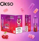 OKSO Tornado 100K, líquido para vapeo con sabor a caramelo suave de cereza, con dispositivo y embalaje
