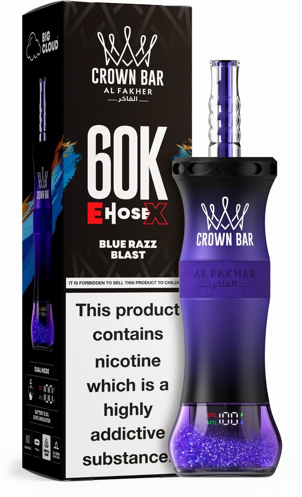 Al Fakher Crown Bar 60K, sabor Blue Razz Blast