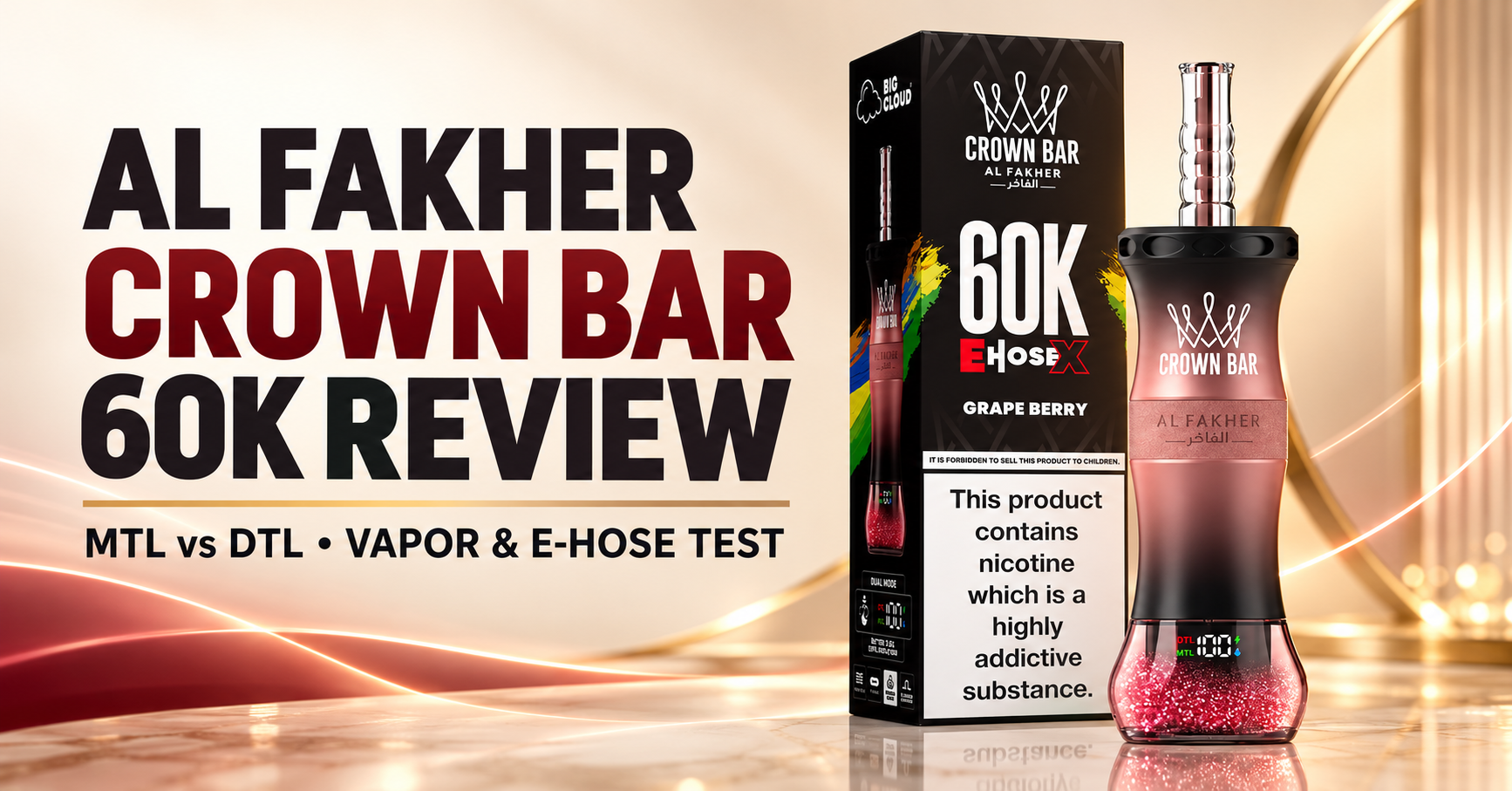 Al Fakher Crown Bar 60K review with MTL and DTL airflow test