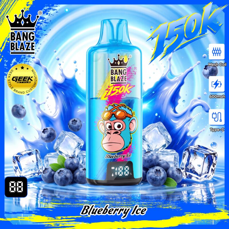 Bang Blaze 150K disposable vape in Blueberry Ice flavor