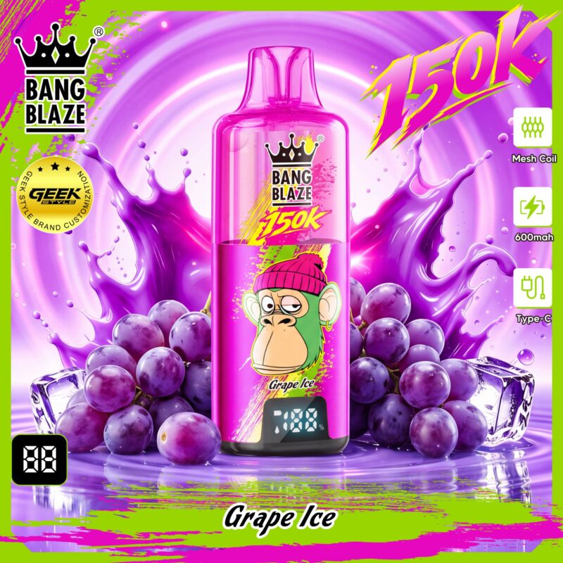 Bang Blaze 150K disposable vape in Grape Ice flavor