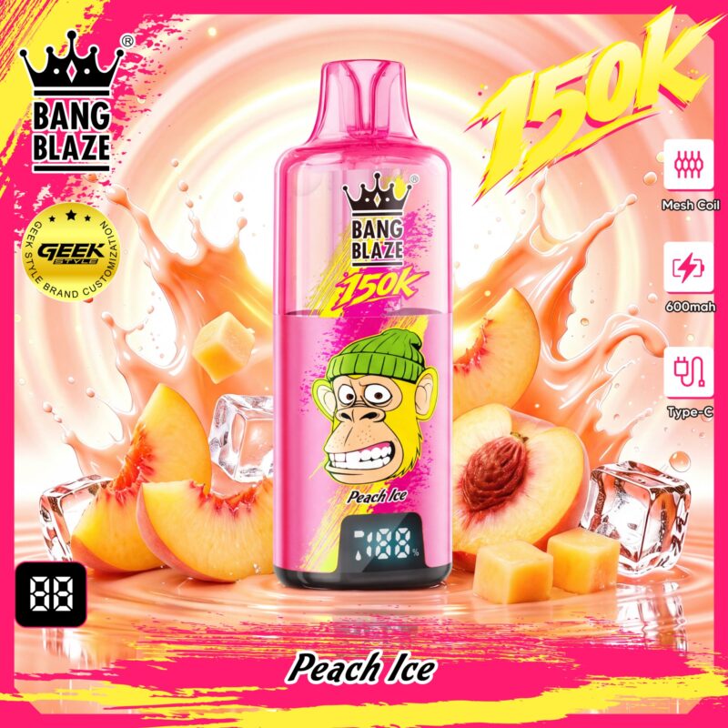 Bang Blaze 150K disposable vape in Peach Ice flavor