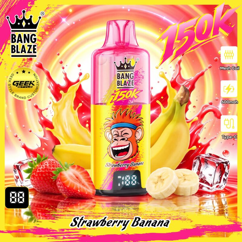 Bang Blaze 150K disposable vape in Strawberry Banana flavor