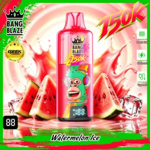 Bang Blaze 150K disposable vape Watermelon Ice flavor with digital display, 600mAh battery and Type-C charging