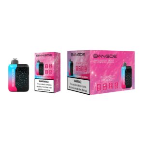 Vaporizador desechable Bangde Starry 60K con caja y expositor sobre fondo blanco