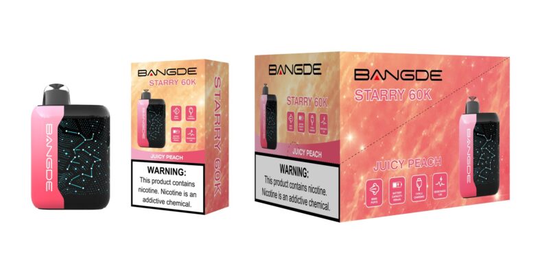 Dispositivo Bangde Starry 60K Juicy Peach con caja de venta al público y embalaje de cartón