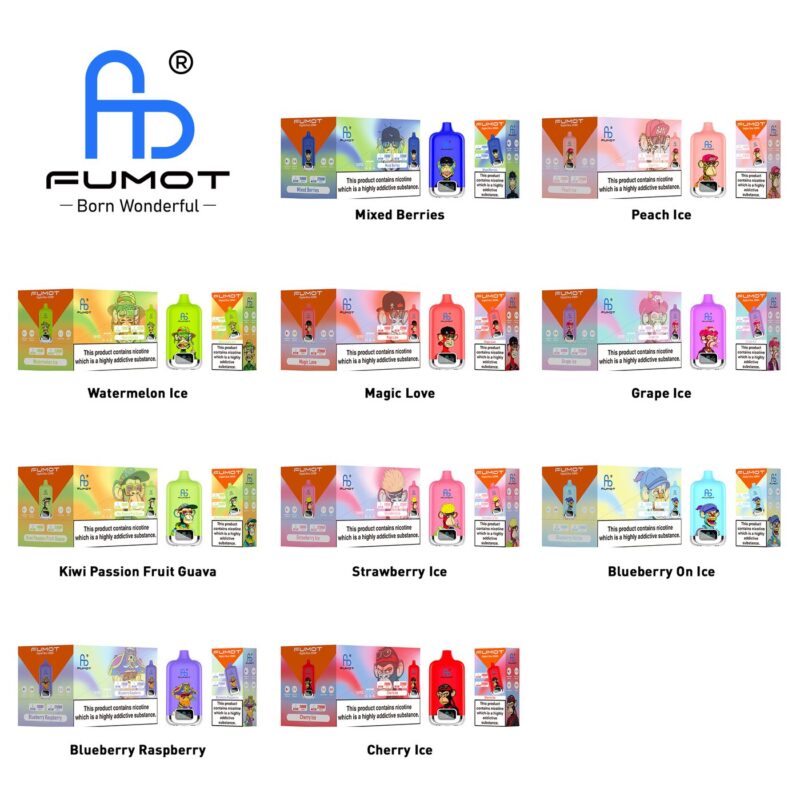 Descripción general del embalaje para venta al por menor del vaporizador desechable Fumot Digital Box 22000