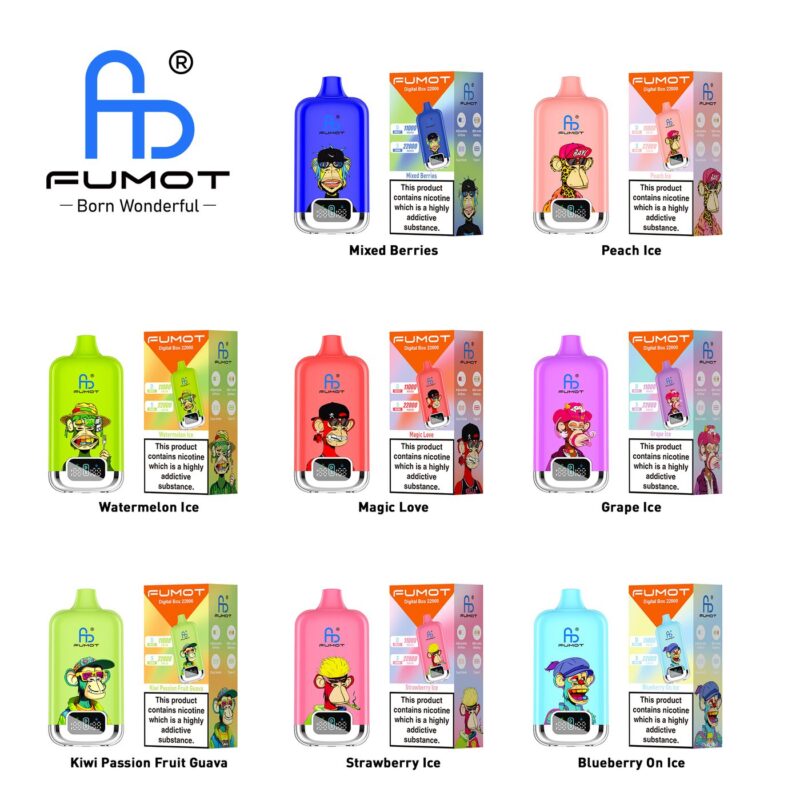 Gama de cajas de venta al por menor para cigarrillos electrónicos desechables «Fumot Digital Box 22000»