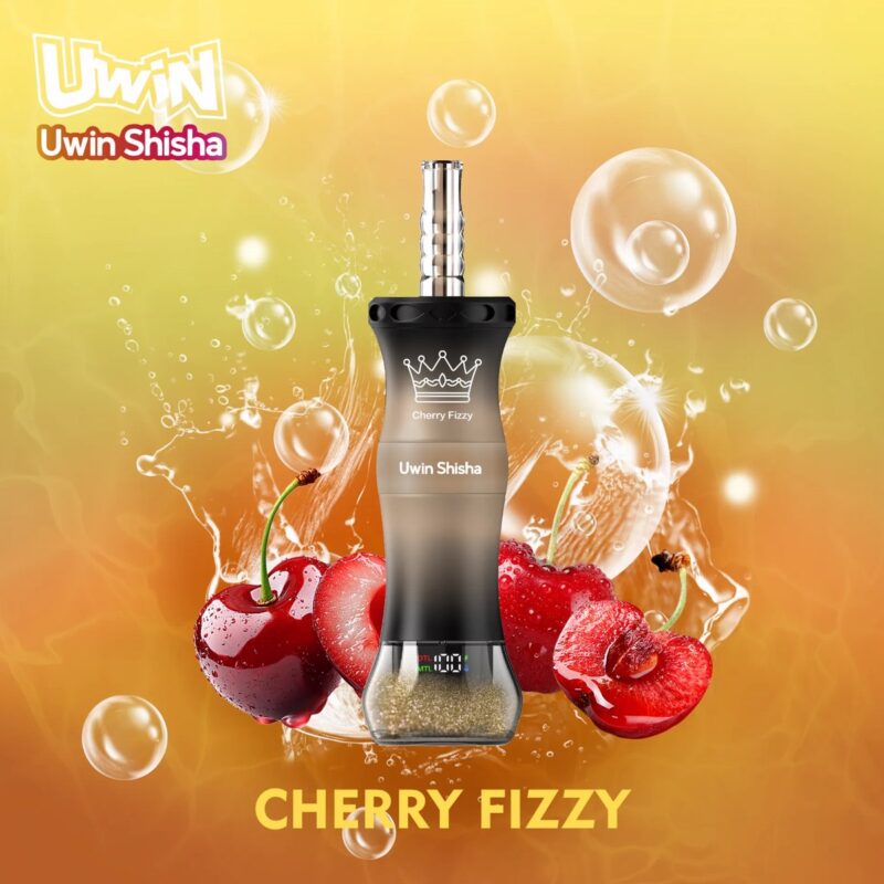 UWIN Shisha 300K, sabor Cherry Fizzy, vaporizador de shisha con 300 000 caladas y 50 ml de líquido para vapeo