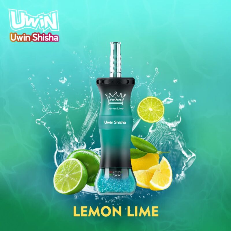 UWIN Shisha 300K, sabor a limón y lima, vaporizador de shisha con 300 000 caladas y 50 ml de líquido para vapeo