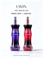 Cartel promocional de UWIN Shisha 300K Magic Love y Lush Ice