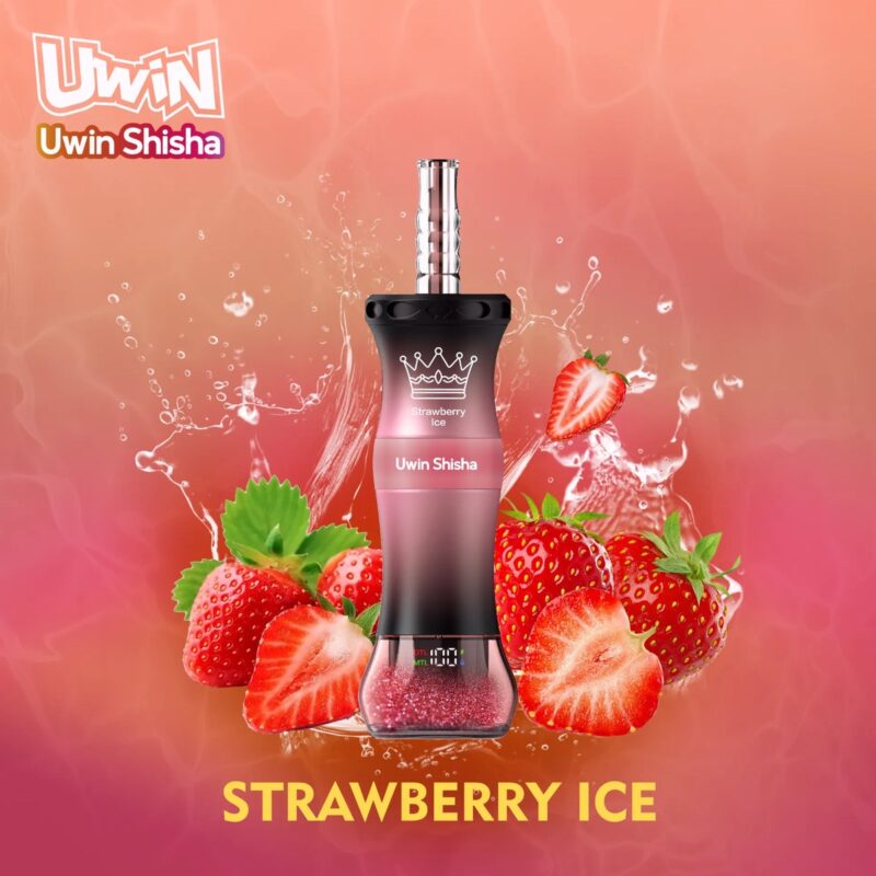 UWIN Shisha 300K, sabor «Strawberry Ice», vaporizador de shisha con 300 000 caladas y 50 ml de líquido para vapeo