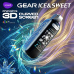 VOZOL Gear Ice & Sweet 50000 curved smart display showing battery and e-liquid levels