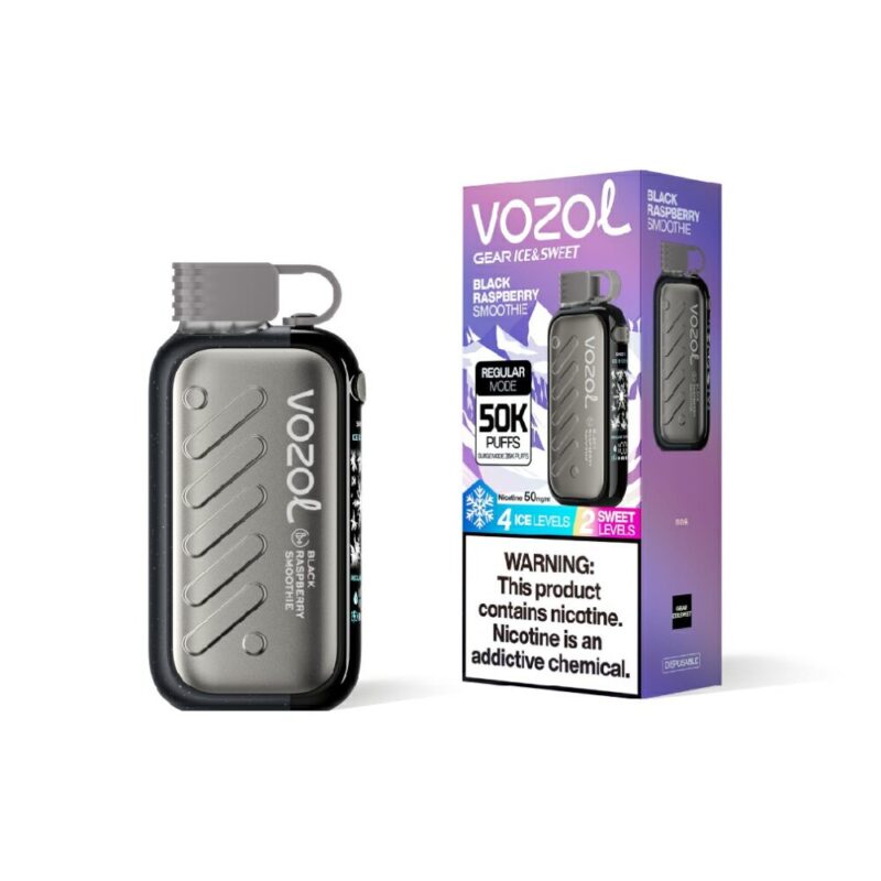 VOZOL Gear Ice & Sweet 50000 Black Raspberry Smoothie flavor device and retail box