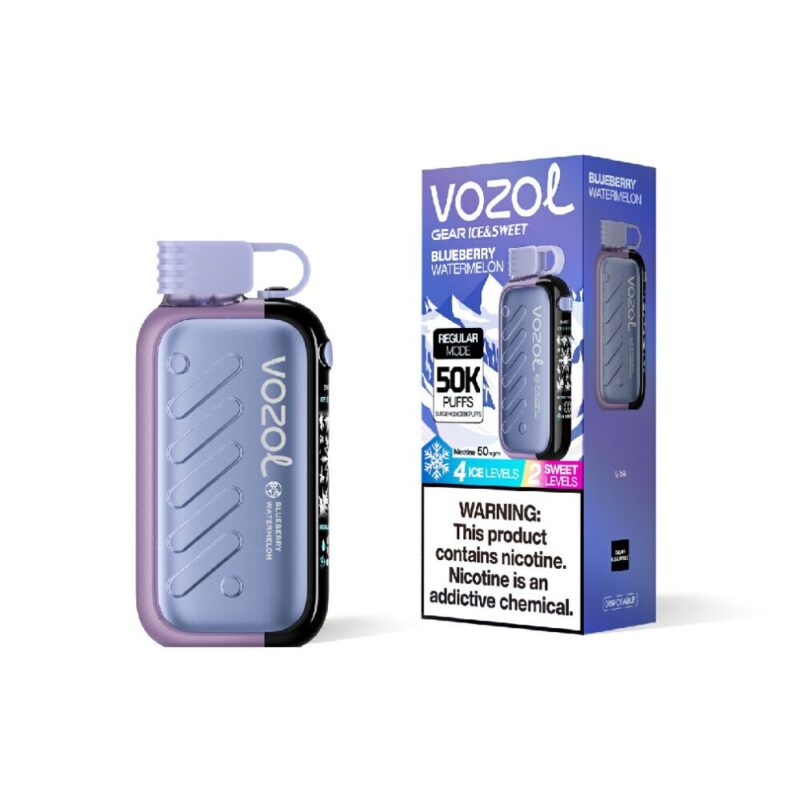 VOZOL Gear Ice & Sweet 50000 Blueberry Watermelon flavor device and retail box