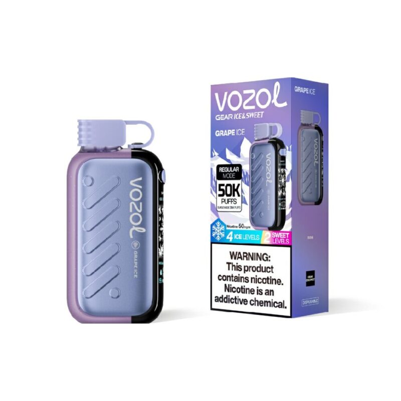 VOZOL Gear Ice & Sweet 50000 Grape Ice flavor device and retail box