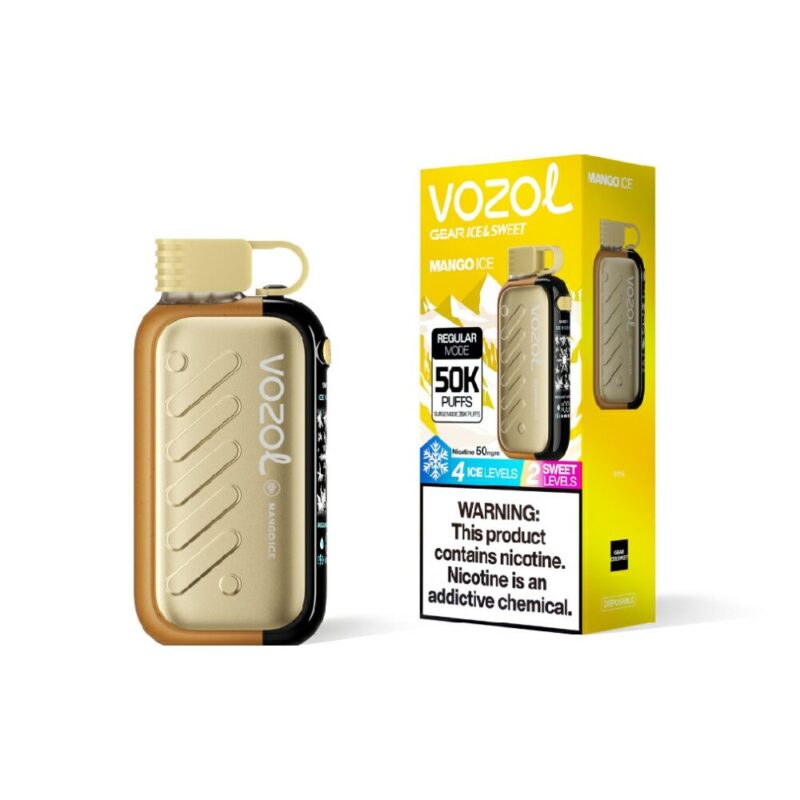VOZOL Gear Ice & Sweet 50000 Mango Ice flavor device and retail box
