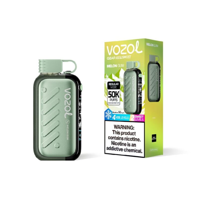 VOZOL Gear Ice & Sweet 50000 Melon Gum flavor device and retail box