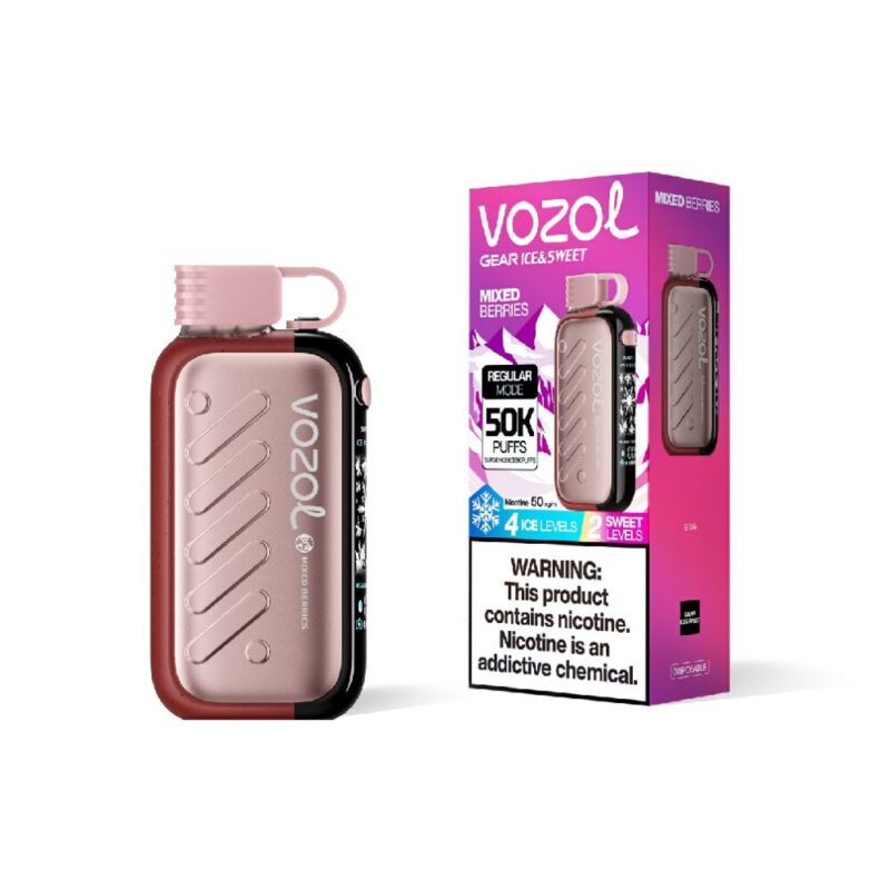 VOZOL Gear Ice & Sweet 50000 Mixed Berries flavor device and retail box