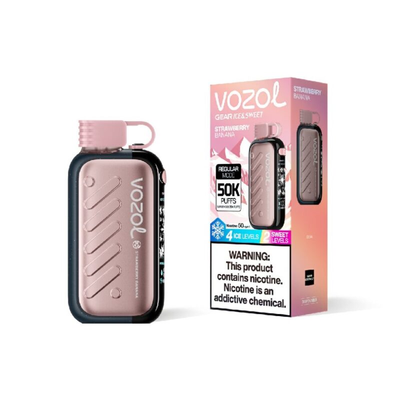 VOZOL Gear Ice & Sweet 50000 Strawberry Banana flavor device and retail box