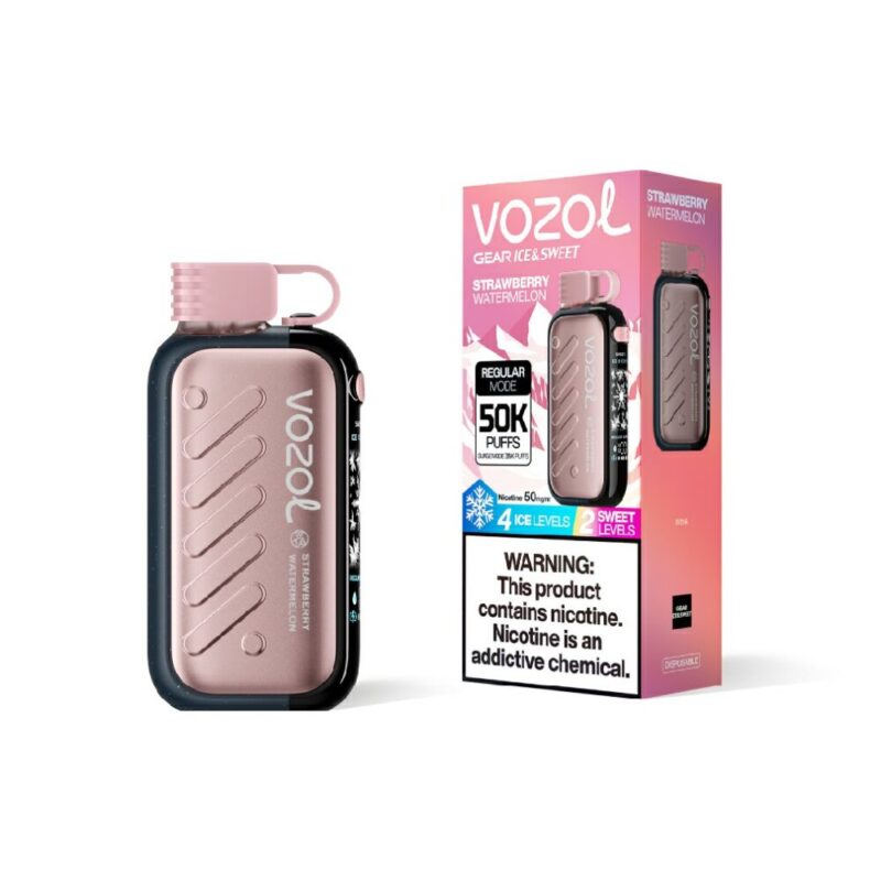 VOZOL Gear Ice & Sweet 50000 Strawberry Watermelon flavor device and retail box