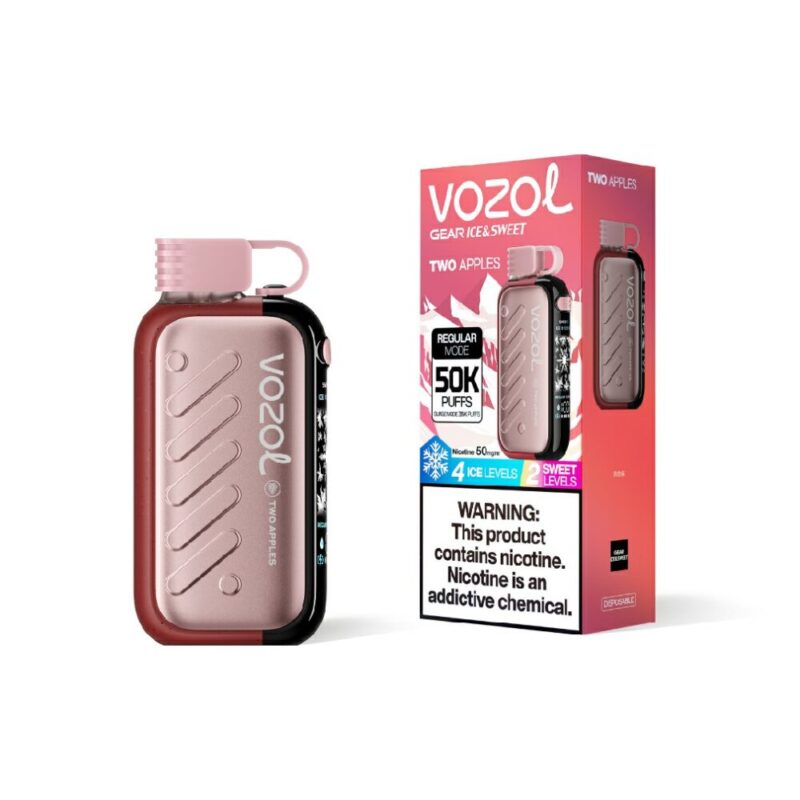 VOZOL Gear Ice & Sweet 50000 Two Apples flavor device and retail box